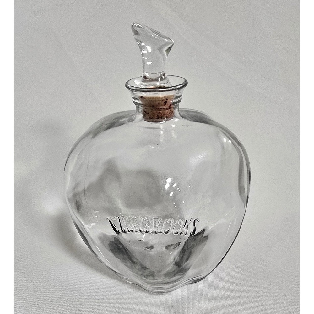 Vtg Ezra Brooks apple glass bottle decanter retro mid-century barware home decor